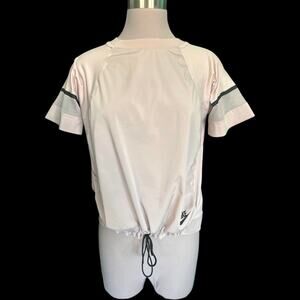 Nike Bonded Mesh Insert T-Shirt Blush Pink With Black Size Medium